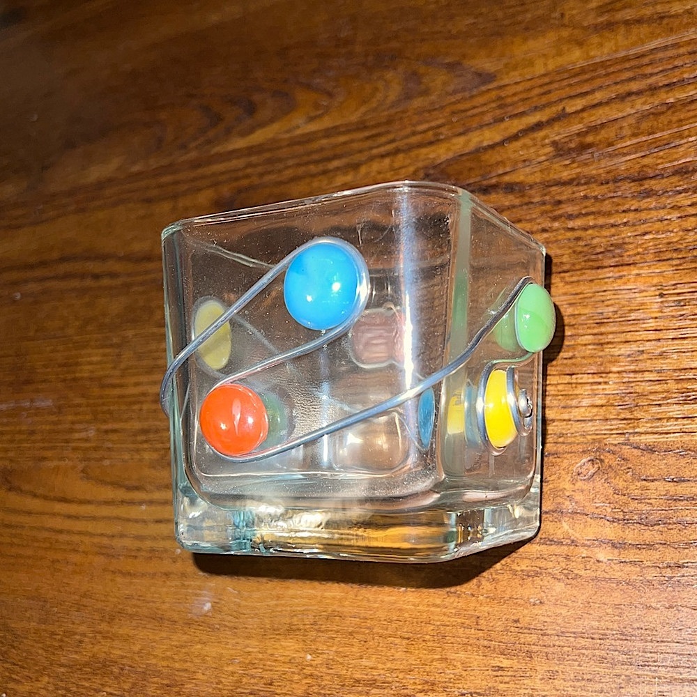 Small Sea Glass Colorful Square Candle Holder Trinket Dish Decor - Picture 6 of 9